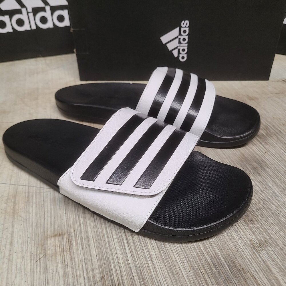 NWT Men’s Adidas Slides Sandals Adilette Comfort Black White